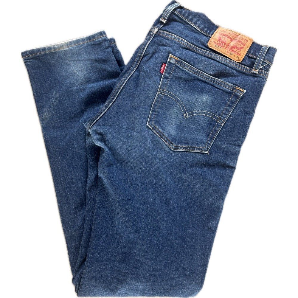Levi's Levis 511 Jeans Mens Sz 36x34 Slim Fit Tapered Stretch Medium Blue Denim